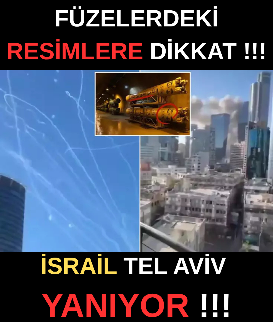 İSRAİL YANIYOR . FÜZELERDEKİ RESİMLERE DİKKAT...