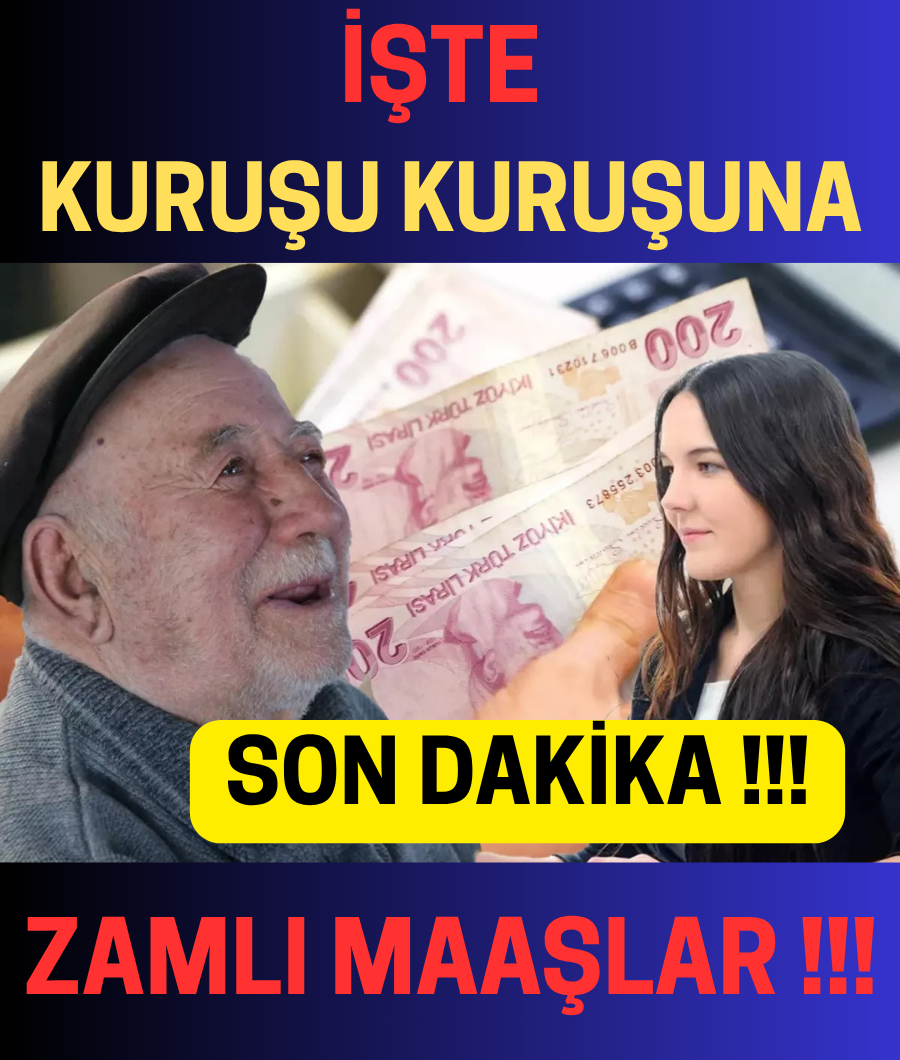 İŞTE KURUŞU KURUŞUNA ZAMLI MAAŞLAR...
